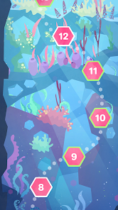 Underwater themed level selection screen in Sudoku game
